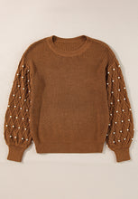 Load image into Gallery viewer, Pearl Detail Round Neck Long Sleeve Sweater
