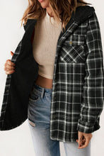 Load image into Gallery viewer, Plaid Button Up Long Sleeve Hooded Jacket
