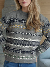 Load image into Gallery viewer, Geometric Round Neck Long Sleeve Sweater
