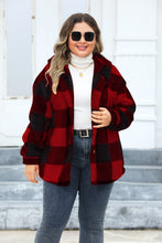 Load image into Gallery viewer, Plus Size Plaid Button Up Hooded Jacket
