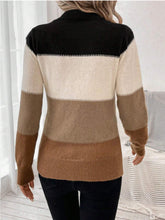 Load image into Gallery viewer, Color Block Mock Neck Long Sleeve Sweater
