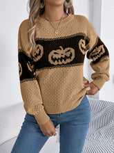 Load image into Gallery viewer, Pumpkin Round Neck Long Sleeve Sweater
