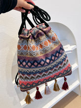 Load image into Gallery viewer, Tassel Geometric Canvas Backpack Bag
