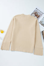 Load image into Gallery viewer, Slit Cuff Round Neck Long Sleeve Sweater
