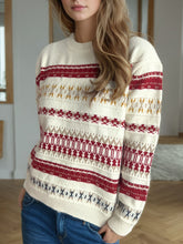 Load image into Gallery viewer, Geometric Round Neck Long Sleeve Sweater
