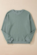 Load image into Gallery viewer, Waffle-Knit Long Sleeve Dropped Shoulder Top
