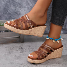 Load image into Gallery viewer, PU Leather Crisscross Wedge Sandals
