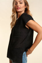 Load image into Gallery viewer, Haptics Pocketed Round Neck Cap Sleeve Knit Top
