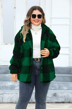 Load image into Gallery viewer, Plus Size Plaid Button Up Hooded Jacket
