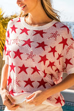 Load image into Gallery viewer, BiBi Star Pattern Round Neck Short Sleeve Knit Top
