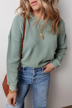 Load image into Gallery viewer, Waffle-Knit Long Sleeve Dropped Shoulder Top
