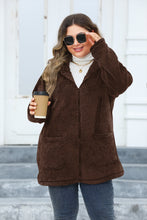 Load image into Gallery viewer, Plus Size Zip Up Long Sleeve Hooded Outerwear
