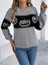 Load image into Gallery viewer, Pumpkin Round Neck Long Sleeve Sweater
