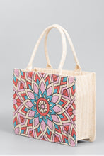 Load image into Gallery viewer, Flower Straw Weave Tote Bag
