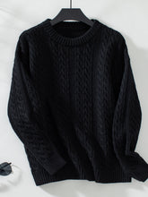 Load image into Gallery viewer, Cable-Knit Round Neck Long Sleeve Sweater
