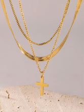 Load image into Gallery viewer, 18K Gold-Plated Three-Layered Cross Necklace
