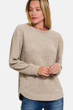 Load image into Gallery viewer, Zenana Chenille Waffle Round Neck Sweater
