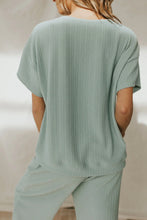 Load image into Gallery viewer, Round Neck Short Sleeve Top and Pants Set
