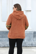 Load image into Gallery viewer, Plus Size Leopard Kangaroo Pocket Long Sleeve Hoodie
