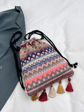 Load image into Gallery viewer, Tassel Geometric Canvas Backpack Bag
