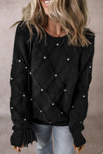 Load image into Gallery viewer, Pearl Detail Round Neck Long Sleeve Sweater
