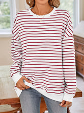 Load image into Gallery viewer, Striped Round Neck Long Sleeve Sweatshirt
