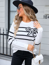 Load image into Gallery viewer, Striped Round Neck Long Sleeve Sweater
