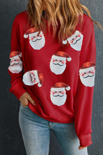 Load image into Gallery viewer, Sequin Santa Patch Round Neck Sweatshirt
