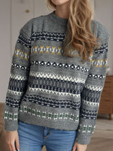 Load image into Gallery viewer, Geometric Round Neck Long Sleeve Sweater
