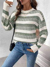 Load image into Gallery viewer, Perfee Contrast Round Neck Long Sleeve Sweater
