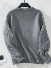 Load image into Gallery viewer, Cable-Knit Round Neck Long Sleeve Sweater
