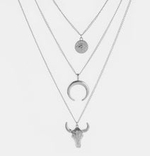 Load image into Gallery viewer, Alloy Three-Layered Bull Head Pendant Necklace
