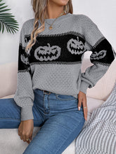 Load image into Gallery viewer, Pumpkin Round Neck Long Sleeve Sweater
