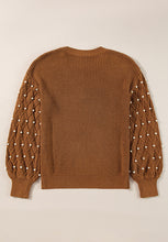 Load image into Gallery viewer, Pearl Detail Round Neck Long Sleeve Sweater
