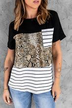 Load image into Gallery viewer, Mixed Print Color Block Round Neck Tee Shirt
