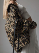 Load image into Gallery viewer, Leopard Button Up Long Sleeve Denim Top
