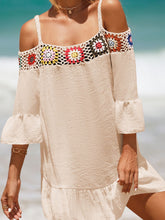 Load image into Gallery viewer, Crochet Cold Shoulder Three-Quarter Sleeve Cover Up
