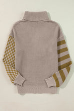 Load image into Gallery viewer, Checkered Striped Turtleneck Long Sleeve Sweater
