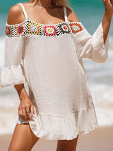 Load image into Gallery viewer, Crochet Cold Shoulder Three-Quarter Sleeve Cover Up
