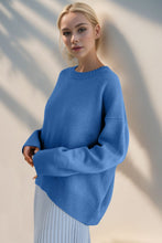 Load image into Gallery viewer, Basic Bae Round Neck Dropped Shoulder Sweater
