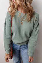 Load image into Gallery viewer, Waffle-Knit Long Sleeve Dropped Shoulder Top
