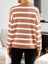 Load image into Gallery viewer, Many Striped Johnny Collar Long Sleeve Sweater
