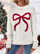 Load image into Gallery viewer, Perfee Bow Round Neck Long Sleeve Sweater
