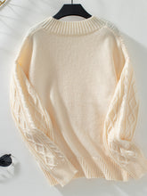 Load image into Gallery viewer, Cable-Knit Notched Long Sleeve Sweater
