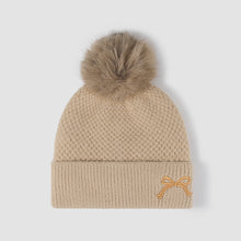 Load image into Gallery viewer, Thermal Bow Knit Hat with Pompom
