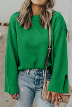 Load image into Gallery viewer, Textured Round Neck Long Sleeve Sweater
