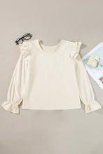 Load image into Gallery viewer, Ruffled Round Neck Flounce Sleeve Top
