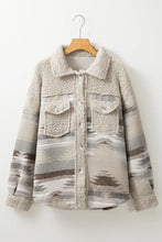 Load image into Gallery viewer, Geometric Button Up Long Sleep Fuzzy Jacket
