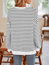 Load image into Gallery viewer, Striped Round Neck Long Sleeve Sweatshirt
