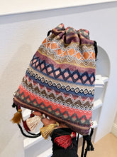 Load image into Gallery viewer, Tassel Geometric Canvas Backpack Bag
